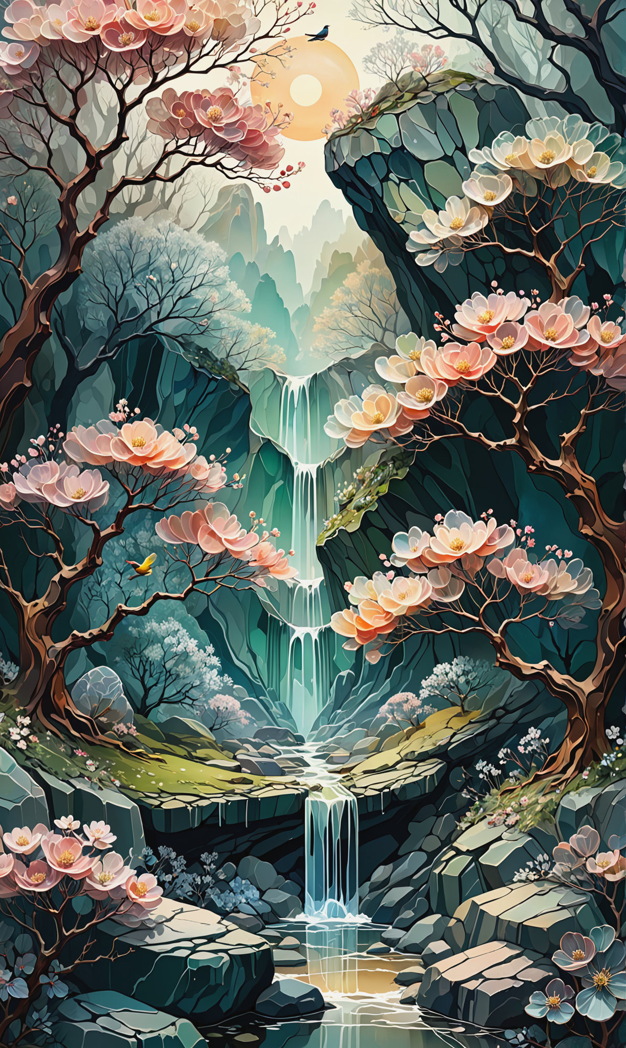 01631-1964798202-Vrubel, soft shadow, muted colors, Extra detailed, sketch, vector, forest, birds apple bloom trees, agate translucent liquid tra.png